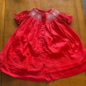 Will’Beth Red Smocked Baby Dress Size 6 Month